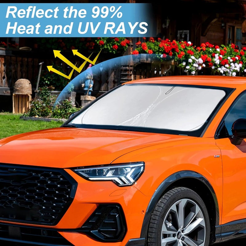 INSAUTO Custom fit Q3 Windshield Sunshade for 2013-2024 2025 2026 Audi Q3 Front Window Shades Cover for Windshield Sun Visor Screen Protector 210T Reflective Blocks UV Rays Cool Car Accessories - Image 2
